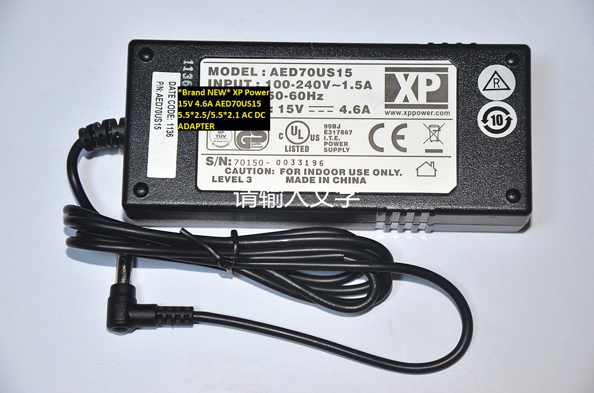 *Brand NEW* XP Power 15V 4.6A AC DC ADAPTER AED70US15 5.5*2.5/5.5*2.1